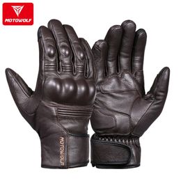 Five Fingers Gloves Motorcycle Real Leather Gloves Waterproof Windproof Winter Warm Summer Breathable Touch Operate Guantes Moto Fist Palm Protect 231207