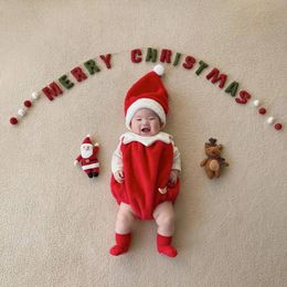 Clothing Sets Christmas Babys Plush Warm Baby Romers with Hat Autumn Winter Infant Creeper Cute Jumpsuit 231207