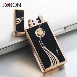 JOBON Metal Pulse Dual Arc Intelligent Button USB Charging Lighter Outdoor Windproof Fire Portable Men's Essential Gift