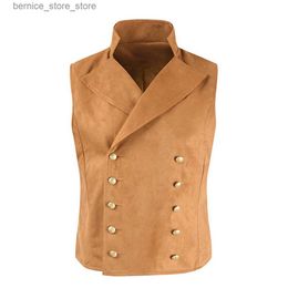 Men's Vests Mens Casual Double Breasted Cowboys Suit Vest V Neck Formal Big Button Comfortable Soft Sleeveless Come Vests Clothing Q231208