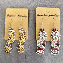 Dangle Earrings Stacking Acrylic Christmas Snowman Gingerbread Man For Women Winter Jewellery Wholesale