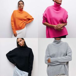 Suéter de luxo feminino novo solto meia gola alta outono/inverno suéter russo