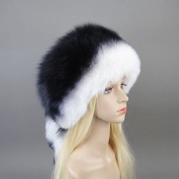 Trapper Hats Winter Womens Natural Real Fox And Rex Rabbit Fur Hat Ears Leather Snow Warm Plush Outdoor Russian Mongolian Thickened Cap 231208