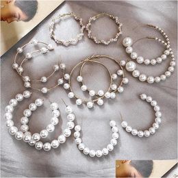 Dangle Chandelier Earrings Fashion Temperament Retro Circle Pearl Female Simple Creative C-Shaped Friends Gifts Drop Delivery Jewelry Otxb4