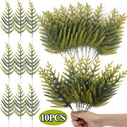 Decorative Flowers 1/10Pcs Artificial Pine Tree Stems Faux Cedar Branches Christmas Ornaments Fake Plant Twigs DIY Wreath Home Decorations