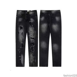 Men's Designer jeans High Quality inkjet Graffiti micro-horn jeans Luxury denim Gallery Sweat Department pants distressed torn black blue purple jeans 1I3U7