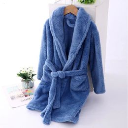 Towels Robes Children Flannel Bathrobe Autumn And Winter Kids Sleepwear Pajamas For Girl Boy Teenage Clothing 4-18 Years 231208