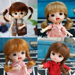 Doll Accessories high quality soft Fibre mohair 1/8 BJD doll wig pink brown wig SD BJD doll for 14-15cm diameter lovely doll accesoriess 231208