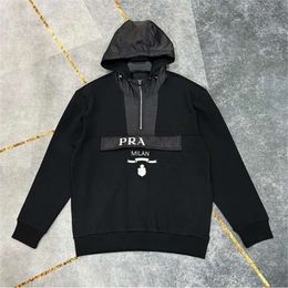 Product Autumn and Winter New P Family Embroidered Hooded Half cardigan Sweater Coat Men's and Women's