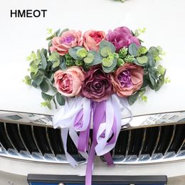 Decorative Flowers Wreaths Artificial Flower Wedding Car Deco Kit Romantic Fake Rose Floral Valentine's Day Party Festival Decorative Supply Marriage Props 231207