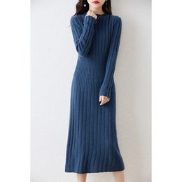 Basic Casual Dresses vestidos para mujer elegantes y bonitos 2023 Winter Fashion Cashmere Female Oneck Wool Clothing DR01 231207