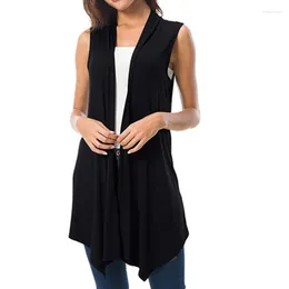 Women's Knits Sleeveless Draped Open Front Cardigan Vest Asymmetric Hem Tops Ladies Casual Loose Vintage Long Cardigans Female Clothes