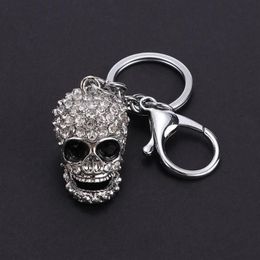 Keychains European And American Style Skull KeyChain Big Crystal Purse Bag Ornament Car Key Accessories Men Women Fashion Pendant294u