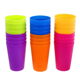 Disposable Cups Straws Colorful Drinking Reusable Plastic Coffee Juice Beverage Water Mugs Tumbler Picnic Travel Party Drinkware