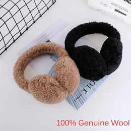 Ear Muffs Unisex Winter Warm 100 Genuine Lamb Wool Earmuff muff s Fashion warmer Protection Soft Adjustable 231208