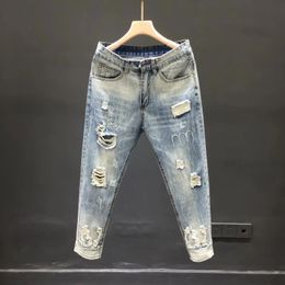 Mens Jeans SpringSummer Mens Fashion Blue Ripped Stretch Jeans Men Casual Slim Comfortable Large Size High Quality Pants 2836 231208