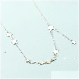 Pendant Necklaces One Piece Star Necklace For Women White Gold Color Thick Plated Sweater Chain Fashion Jewelry Female Drop Delivery P Ot2Uv