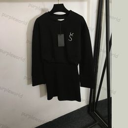 Designer Dress Fashion Women Pencil Skirt Long Sleeve High Waist Skirt Letter Embroidery Sexy Dress