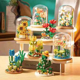 Blocks Building blocks eternal rose bouquets potted sunflowers assembled toy decorations male and female gifts R231208