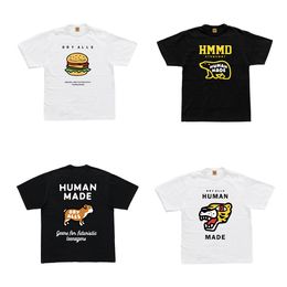 human made, cute cartoon graphic print t-shirt, summer slub cotton, loose casual men's and women's short sleeves