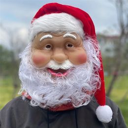 Party Masks 1pc White Beard Old Man Mask Latex Headgear Santa Claus Christmas Wig Dress Up Props 231207