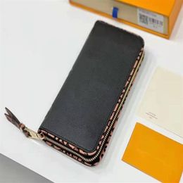 Long Wallet Designer Coin Purse Women Card Holder Cow Leather High Quality Wallets Zippy Lockme Purses Leopard Print176g