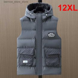 Men's Vests Winter Vests Men Thick Warm Vest Plus Size 10XL 12XL Fashion Casual Solid Color Black Vests Sleeveless Jacket Big Size 12XL Q231208