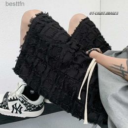 Men's Jeans China Heavy Industries Punk Suede Denim Shorts Hip-hop Fashion Denim Shorts Straight Tube Loose Style Skateboard ShortsL231208