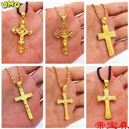 Chains Cross Necklace Men's And Women's Plated Real Gold 24k 999 Clavicle Chain Pendant Ornament Pure 18K Jewellery
