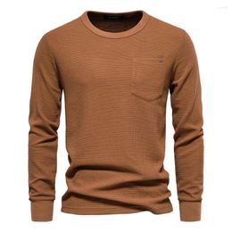 Men's T Shirts Casual Comfy Long Sleeve Waffle T-shirt Graphic Clothes For Spring Summer Autumn Tops Men Gift