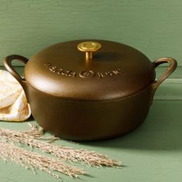 Dutch Ovens Home Bronzed Pre-Seasoned Cast Iron 5-Quart Dutch Oven W/ Lid 231207