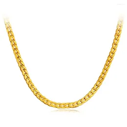 Chains Real Pure 999 24K Yellow Gold Chain Lucky 2.8mm Wheat Foxtail Necklace 4.9g/17.7inch