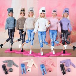 Dolls Casual Clothes Hats 16 Doll Winter Sweaters Pants Girl Wearing For 2932 cm Accessories DIY Gift Toys 231207