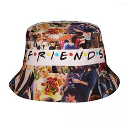 Berets Friends TV Show Collage Bucket Hat Spring Picnic Headwear Stuff Comedy Central Perk Fisherman Cap For Outdoor Girl Boonie