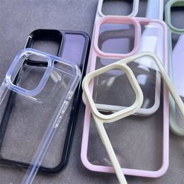 Candy Bumper Clear Cases For iPhone 15 14 13 12 11 Pro Plus 15pro 14pro 13pro Back Cover Crystal Simple Transparent Shockproof DIY Cell Phone Case 700PCS