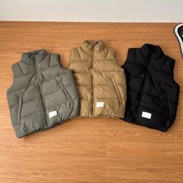 Men's Vests Autumn And Winter Standing Collar Three Color Down Vest Mens Jacket Biker Japanese Streetwear