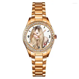 Wristwatches Custom Watch Dial Customise Face With Po Logo Design Your Own Gold Women Unique Gift For Girl Friend Family