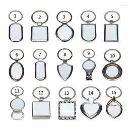 Keychains 15 Shapes Sublimation Transfer Paper Blanks DIY Metal Round Key Rings Heat Press Po Custom Jewellery Making Smal22324i
