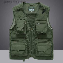 Men's Vests 14 Pockets Summer New Men US Tactical Hiking Fishing Vest Mens Photographer Waistcoat Mesh Cargo Sleeveless Jacket Tool Vest Q231208