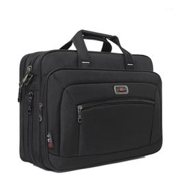 Men Oxford Fabric Waterproof Business Briefcase Black Laptop Notebook Case Large Capacity Men Bag Document Bag1273N