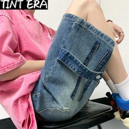 Men's Jeans TINT ERA Men Patchwork Jeans Shorts Streetwear Harajuku Denim Shorts 2023 New Hip Hop Vintage Blue Summer Casual Loose ShortsL231208