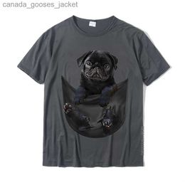 Men's T-Shirts Funny Black Pug In Pocket T-Shirt 3D Printed Cotton Mens Tops Shirt Design Cheap T Shirts L231208