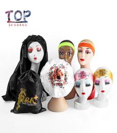 Party Hats 2022 Customised Logo Tshirt Elastic Band Wig Bag Hair Box Satin Bonnet TagBundle WrapsLong Bonnets3594048