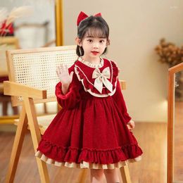 Girl Dresses Girls Dress Autumn Winter Suit Skirt 2023 Sweet Little Velvet Princess