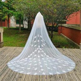 Bridal Veils One Layer 3.5M Long Lace Veil Appliques Wedding With Comb White Iovry Cathedral Length Bride Accessories