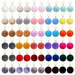 Keychains 50-piece Set Pom Keychain Fluffy Faux Fur Pompoms With Split Ring And Keyrings For Bag Charm AccessoriesKeychains Keycha204d