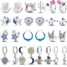 Hoop Earrings 2023 Hoops 925 Sterling Silver Cute Style Earring Star Flower Jewelry For Women Fashion Birthday Gifts Making