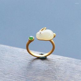 Cluster Rings 2023 Opal Animal Ring For Women Exquisite Imitation Hetian Jade Cloud Adjustable Party Wedding Jewellery Gifts