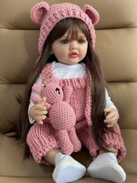 Dolls Baby Silicone Reborn Doll For Girls Princess Cute Bb born Realistic Soft Mould Kits Gift Toys for Kid 55cm 231207