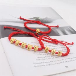 Link Bracelets Adjustable Red Ropes Chinese Year Dragon Shaped Handchains Stylish Jewellery Gift For Women And Girls